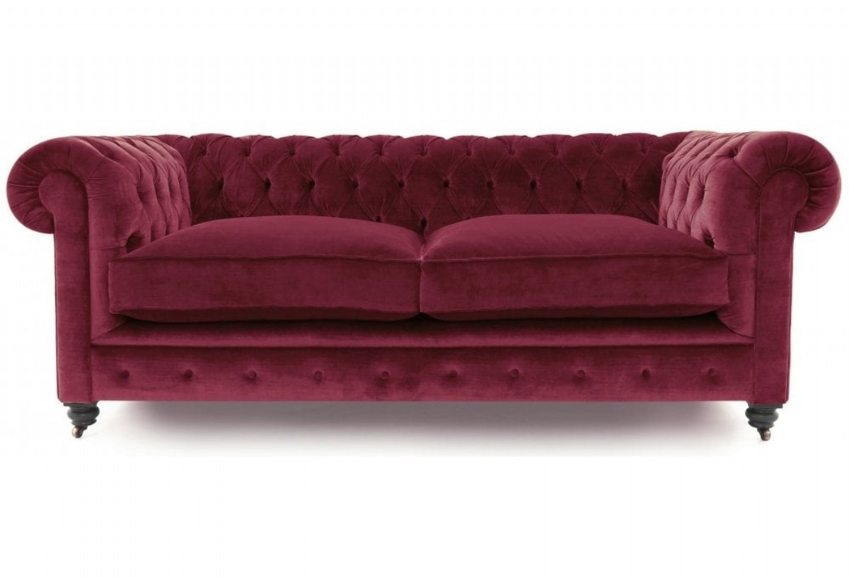 Chesterfield Koltuk Modeller Üç Kişilik Kanepe Model Gül Renk Kadife