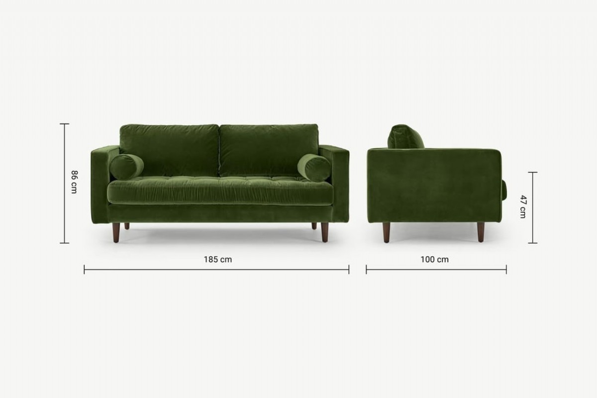 İkili Kanepe Modelleri Modern İkili Koltuk Retro Kanepe Yeşil Renk
