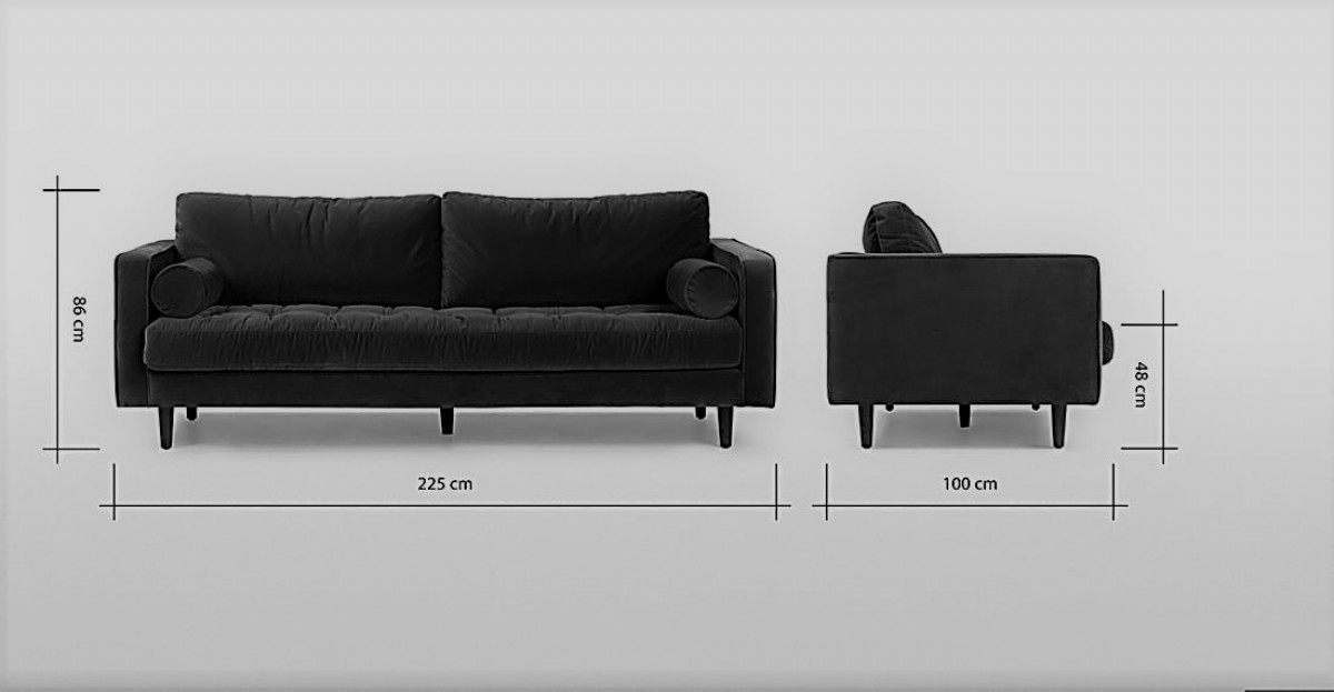 Yeşil Renk Kanepe Üçlü Modeli