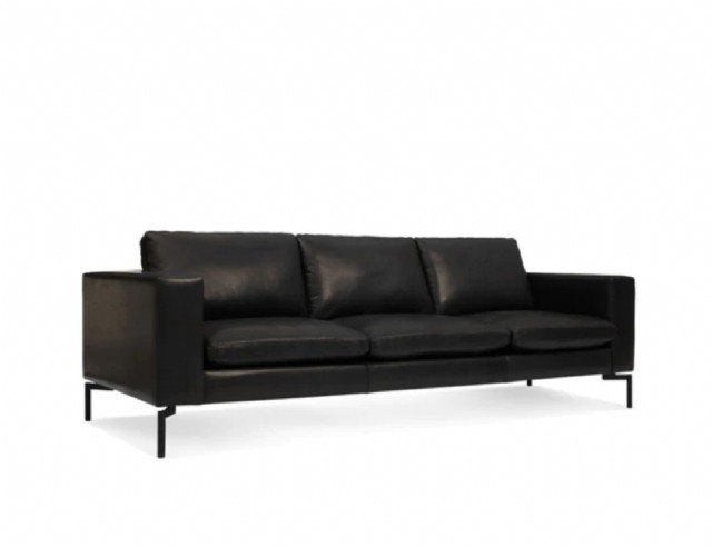 Hakiki Deri Kanepe Siyah Renk Koltuk Üçlü Modeli