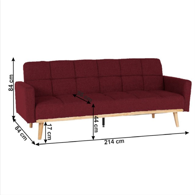 Modern Üçlü Çekyat Bordo Renk