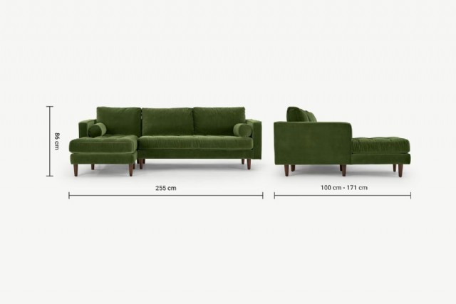 Sol Taraf Köşe Yeşil Renk Kadife Kumaş