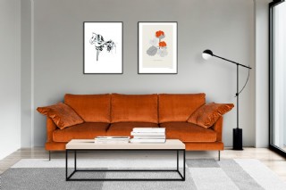 Oturma Odası Üçlü Kanepe Modern Koltuk Turuncu Renk Kadife Koltuk